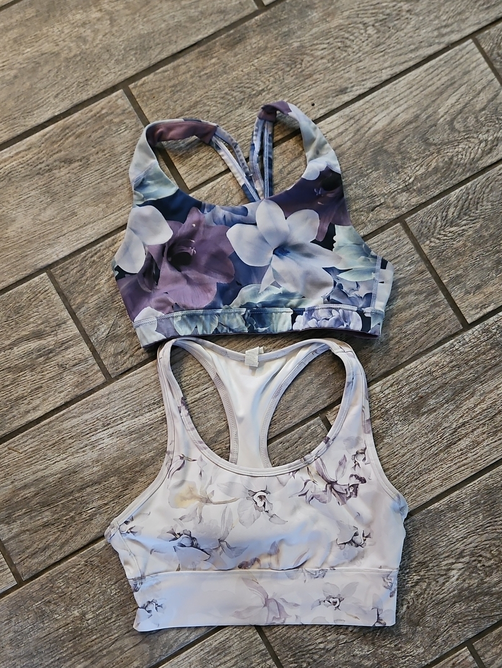 Pair Of Floral Racerback Sports Bras Size Small